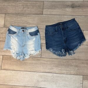 Fashionova Stylish Denim Women Shorts - Light Blue Size Small & Dark Blue Size 3